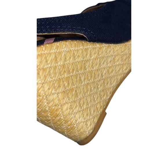 Brooks Brothers Navy & Pink Stripe Espadrille Wedge Heels SIZE 6.5 Made in Spain - Picture 11 of 11